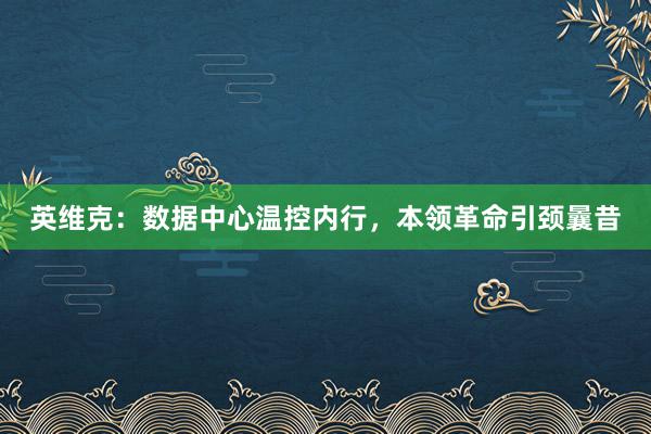 英维克：数据中心温控内行，本领革命引颈曩昔