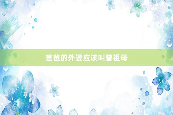 爸爸的外婆应该叫曾祖母